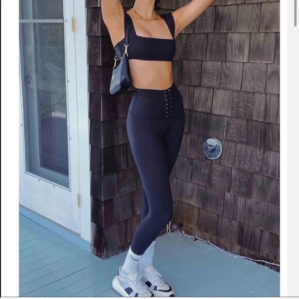 Weworewhat High waist lace up leggings black